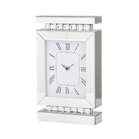 Silver MDF Glam Clock, 14" x 8" x 3"